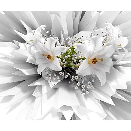 decomonkey | Fototapete 3d Effekt Blumen Lilien 400x280 cm XL | Tapete | Wandbild | Bild | Fototapeten | Tapeten | Wandtapete | Wanddeko | Abstrakt Weiß Modern