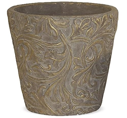 matches21 Topf Pflanztopf aus Zement Ornamente Deko Gartendeko Relief antik Garten Frühling braun 1 STK Ø 27,5x26 cm