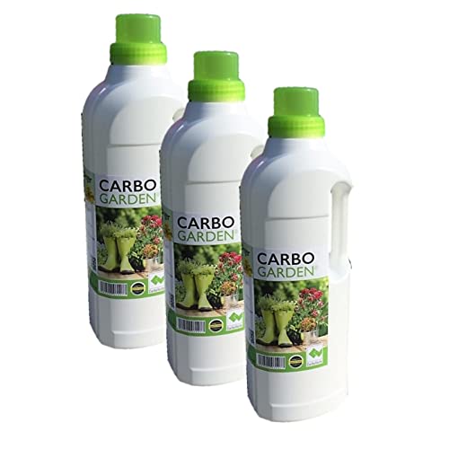 Carbo Verte Blumendünger, Universaldünger, Natürlicher Aktivdünger, flüssig, 3 x 1 Liter Flasche, Sonderpreis, mit wertvoller Premium Pflanzenkohle für alle Blüh- und Grünpflanzen