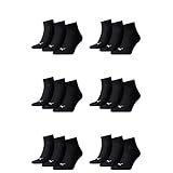 PUMA 18 Paar Unisex Quarter Socken Sneaker Gr. 35-49 für Damen Herren Füßlinge, Farbe:200 - black, Socken & Strümpfe:35-38