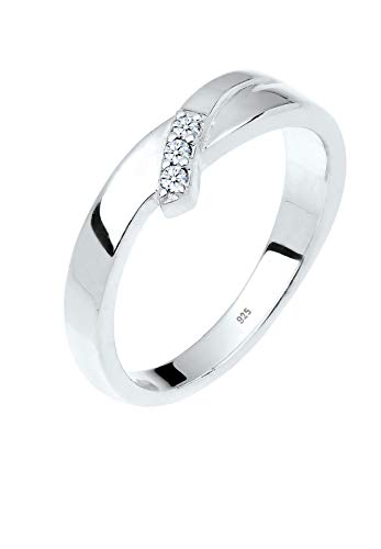Diamore Ring Damen Verlobung Trio Diamant (0.06 ct.) in 925 Sterling Silber