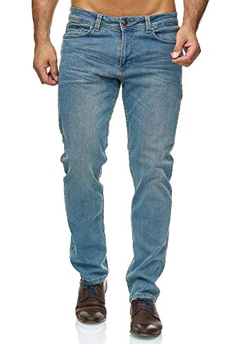 BARBONS Herren Jeans - Bügelleicht - Regular-Fit Stretch - Business Freizeit - Hochwertige Jeans-Hose 05-hellblau 32W / 32L