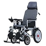 Elektrischer Rollstuhl, Faltbarer Rollstuhl mit Kopfstütze und verstellbarer Rückenlehne, Sitzbreite 53cm, 12A Li-Ion Akku, Manuell/Elektrisch/Schwarz / 53cm