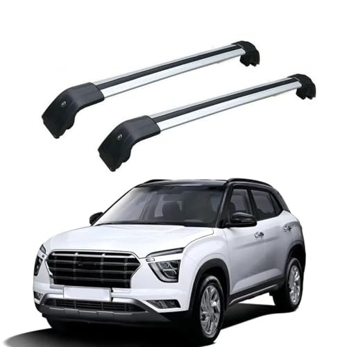 Dachträger Querträger, für Hyundai Creta IX25 2016-2021 Auto Dachträger Dachreling RelingträGer Aluminium Dachgepäckträger Für Autos,C-Silver Black