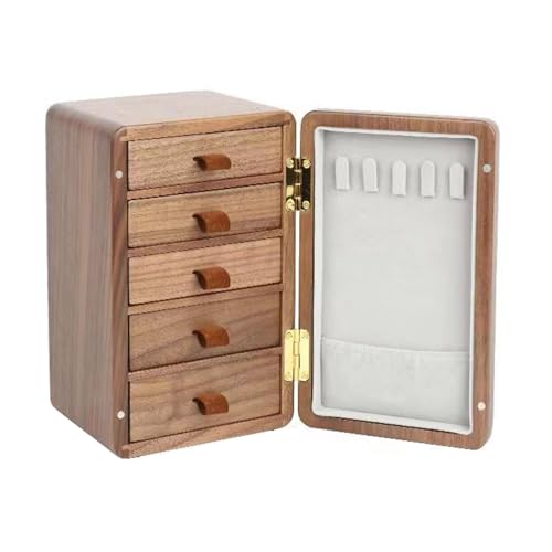 Schmuck-Organizer aus Holz mit 5 Schubladen, rustikaler Schmuckhalter für Schlafzimmer, 5 Schubladen