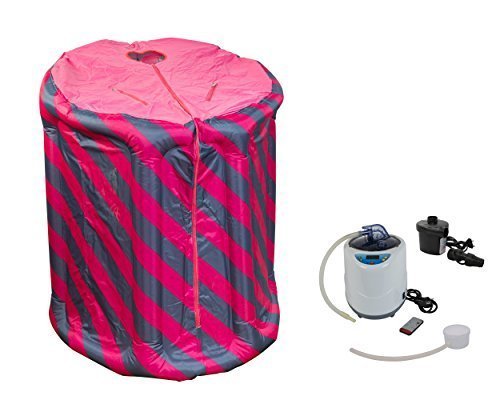 Tragbare Dampfsauna pink/blau aufblasbar mit elektronisch geregeltem Dampferzeuger (1000 Watt, 2 Liter) und drahtloser Fernbedienung