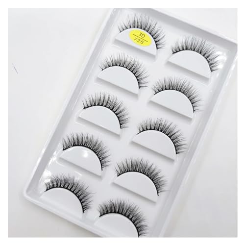 UAMOU 30 Stil 5 Paar natürliche Wimpern Nerz Wimpern handgemachte flauschige Wimpern 3D falsche Wimpern Make-up Faux Cils Maquiagem Cilios Cheerfully (Color : 5 Pairs X20)