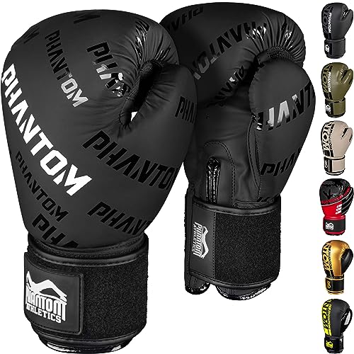 Phantom Boxhandschuhe APEX | MMA Thai Boxing Gloves | Männer (Velcro - Schwarz, 14 Oz)
