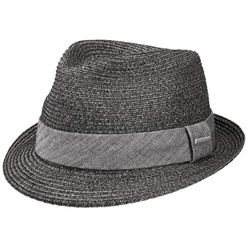 Stetson Reidton Toyo Trilby Strohhut Herren - Melierter Hut mit Garniturband - Sonnenhut aus Toyo-Stroh - Herrenhut - Sommerhut Frühjahr/Sommer - Trilbyhut anthrazit L (58-59 cm)