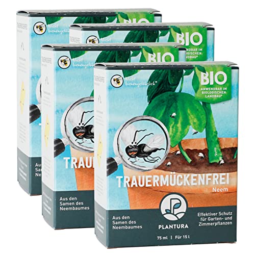 Plantura Bio Trauermückenfrei Neem, 4er Set, wirksames Gießmittel gegen Trauermücken aus Neem, 300 ml