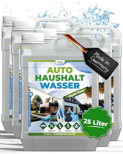 Qindoo 25L Destilliertes Wasser Auto Haushalt - Aqua Dest, 5 Liter Kanister