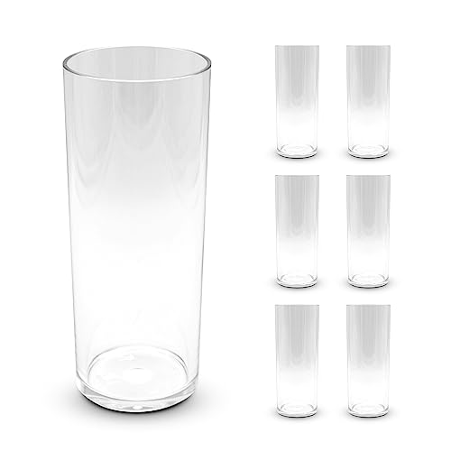 DOJA Barcelona | 30cl Longdrinkgläser | Pack 6 | Harte transparentKunststoffbecher | 154x63x2mm | Polycarbonat Trinkgläser | Wiederverwendbare Hartplastikbecher | für Most, Cocktail, Gin Tonic