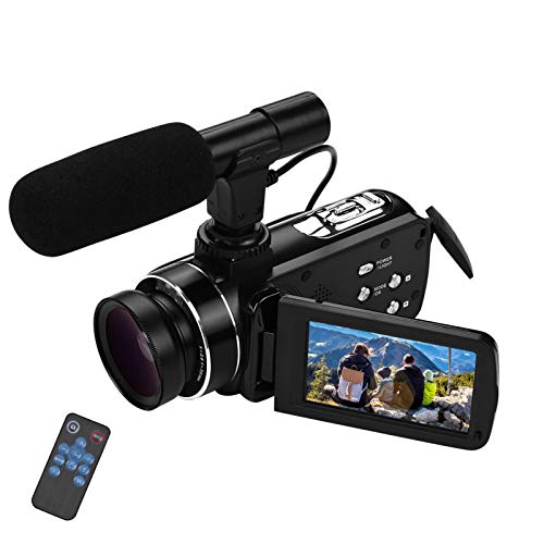 Andoer 4K Ultra HD Youtube Video Kamera Handheld DV Professional Digitale Videokamera CMOS-Sensor-Camcorder mit 0,45-fachem Weitwinkelobjektiv und Hot Shoe Mount