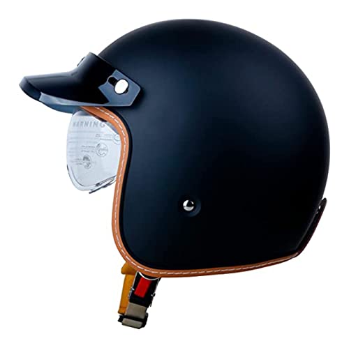 Vintage Motorrad Offener Helm 3/4 Jethelme Damen Herren Retro Elektrischer Halbhelm Rollerhelm Mit Sonnenblende Sommer Motorradhelm Halbschalenhelm DOT/ECE-Zugelassener 5,M:57-58CM