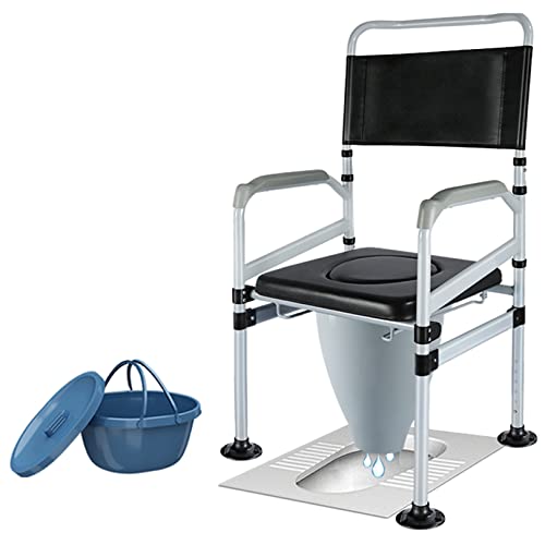 Bedside Commode Toilet Sit, faltbarer höhenverstellbarer Stuhl aus Aluminiumlegierung für ältere schwangere Frauen mit Behinderungen