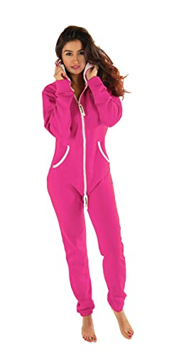Hoppe Gennadi Damen Jumpsuit Onesie Jogger Einteiler Overall Jogging Anzug Trainingsanzug - Slim FIT, H6127 pink S