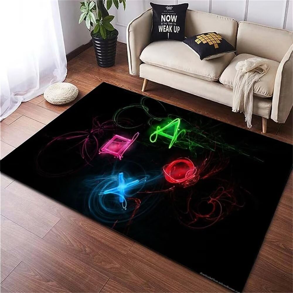 XINGXISHI Teppich Schlafzimmer Modern Gamer 3D Controller Wohnzimmer Graffiti Spielkonsole Dekoration Carpets Großen Polyester Krabbelmatte für Kinder