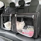Hunde Autositz for Kleine Hunde, Hundeauto-Reisebett, Hundeautositz for Kleine Hunde. Zwei Haustiere Können Mitgenommen Werden, und Eine Optionale Katzentoilette Ist Erforderlich (Size : Set 1)