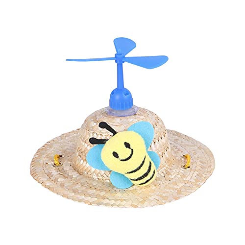 Z-LIANG Lustiger Stroh Sommer Regenschirm Hut Hund Hund Dekoration Spielzeug Hundebedarf Mode Helm Pet Hat (Color : Bee, Tamaño : S)