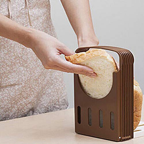 lonelymen Mini Bread Slicer Guide, Brotschneidemaschine Faltbar Verstellbar, Für Hausgemachte Oder Gekaufte Brotkuchen Und Brote,Brown