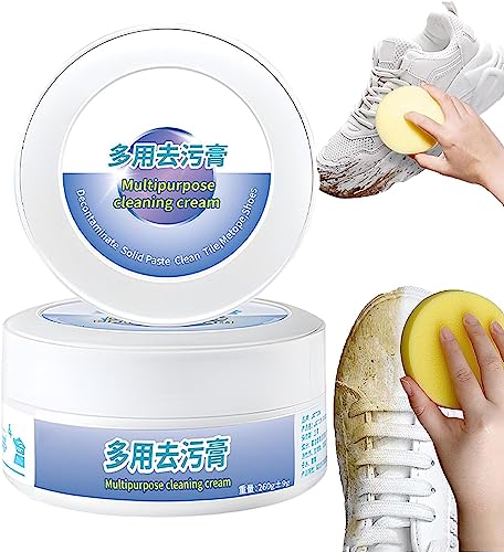 2023 New Multi-Functional Cleaning and Stain Removal Cream,White Shoe Cleaner,Shoe Multipurpose Cleaning Cream with Sponge (1pcs)