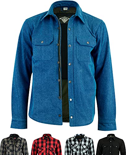 Texpeed - Herren Motorradhemd mit Protektoren - Hergestellt mit DuPont ™ Kevlar®- Blau - M