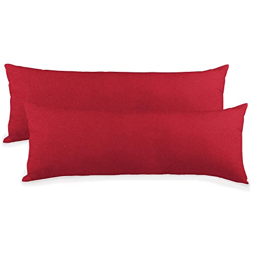 CelinaTex BeBasic Kissenbezug Doppelpack 40 x 145 cm Rubin rot Mikrofaser Seitenschläferkissen Bezug Jersey