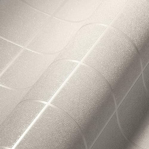 Architects Paper Vliestapete Luxury wallpaper Tapete grafisch 10,05 m x 0,53 m creme metallic weiß Made in Germany 306723 30672-3