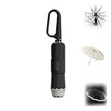 Ring Buckle Umbrella, Reflective Safety Strip, Sturdy Windproof, Compact Reverse Folding Umbrella Auto Windproof Travel Umbrella, Travel Portable (Black)