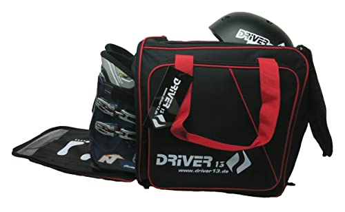 Driver13 ® Skistiefelrucksack mit Helmfach schwarz-rot