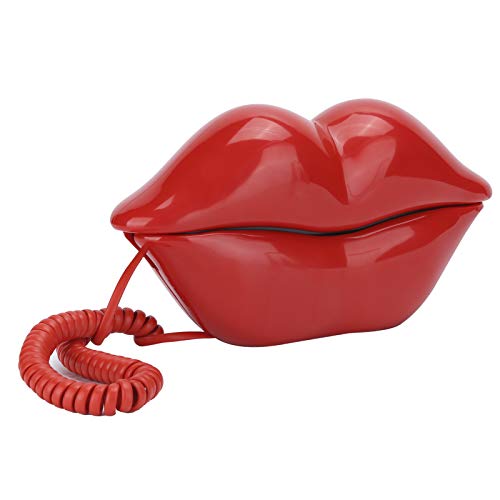 Heayzoki Festnetztelefon, Telefon mit Rotem Mund/Rosa Lippen, Antikes Telefon mit Retro-Schnur, Modisches Lustiges Telefon zu Hause, Nummernspeicherfunktion(rot)