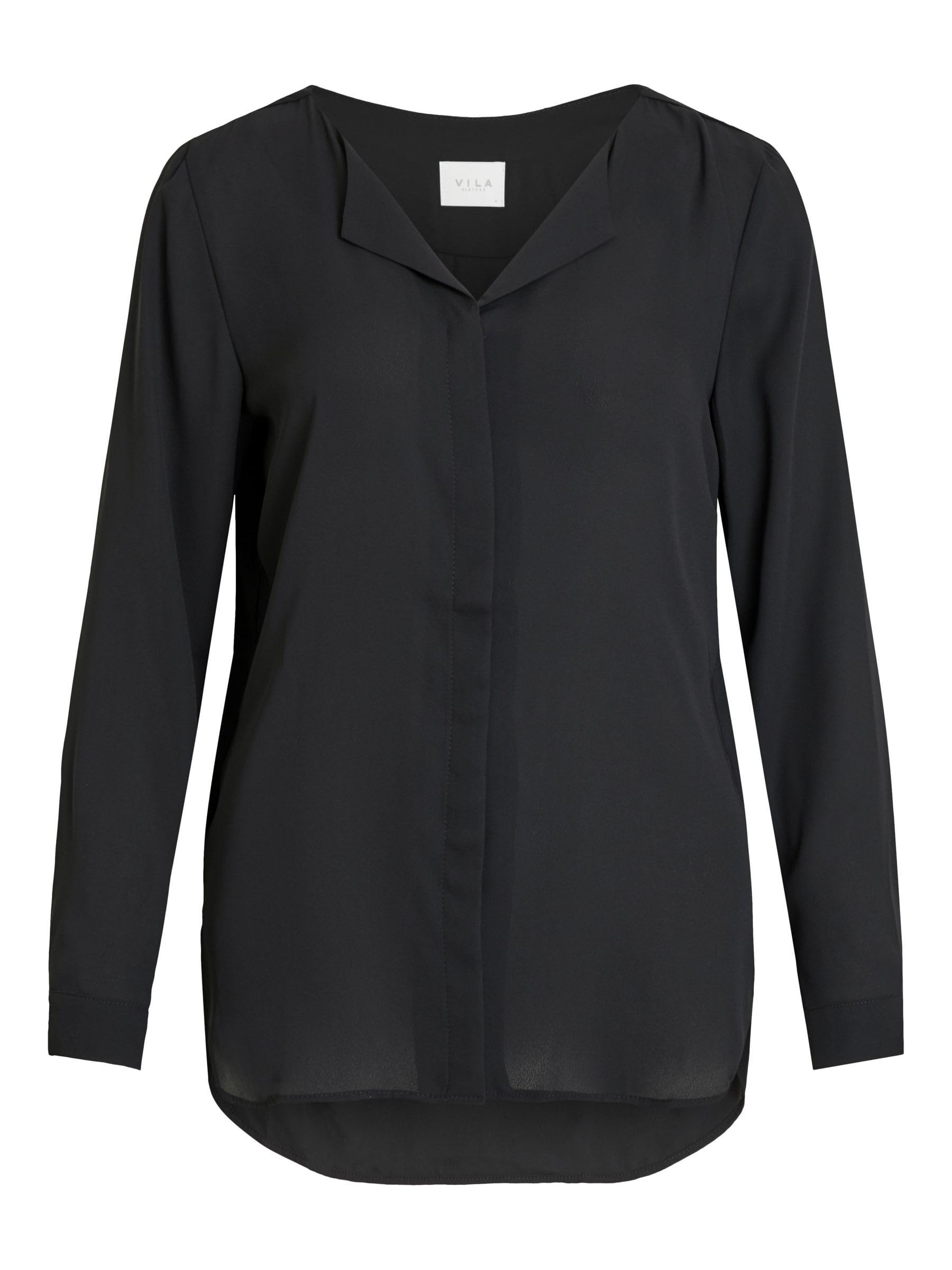 Vila Clothes Damen VILUCY L/S Shirt - NOOS Bluse,per Pack Schwarz (Black Black),38 (Herstellergröße:M)