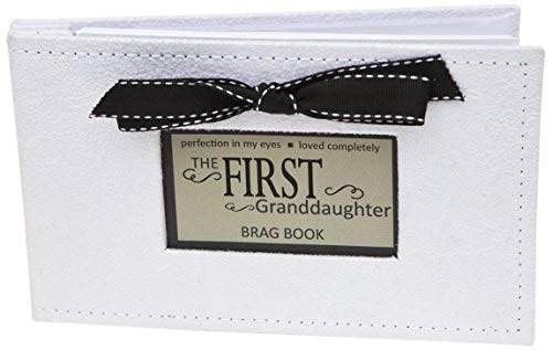 Grandparent Gifts 1st Granddaughter Brag Book white faux-suede Hold 32 4x6 image