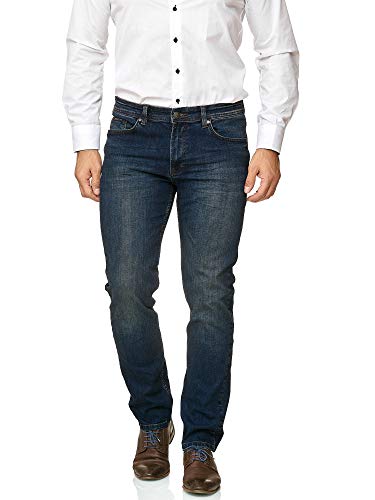 BARBONS Herren Jeans - Bügelleicht - Regular-Fit Stretch - Business Freizeit - Hochwertige Jeans-Hose 01-Navy 40W / 32L