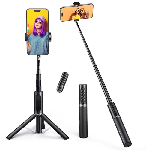 ATUMTEK Bluetooth Selfie Stick Stativ, Mini Erweiterbar 3 in 1 Selfie Stange aus Aluminium mit Kabelloser Fernbedienung um 360° Drehbar für iPhone 11/11 Pro/XS Max/XS/XR/X/8/7, Samsung Smartphones