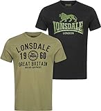 Lonsdale Herren Bangor Double Pack T Shirt, Black/Olive, L EU