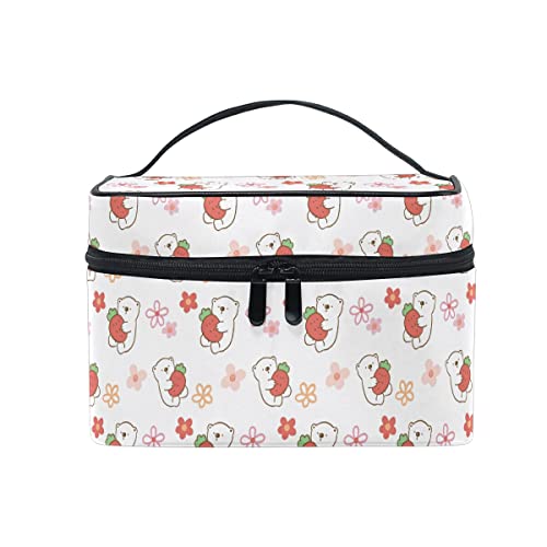 Make-up-Tasche, Frühlingsgartenblumen-Muster, Reise-Make-up-Tasche, Make-up-Kulturtasche für Mädchen, Frauen, Damen, Bär 028, Einheitsgröße, Kulturbeutel