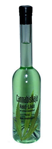 Pfiffig-Wohnen Hanf Likör mit echtem Hanfblatt Cannabiskaja 500ml Flasche 16%