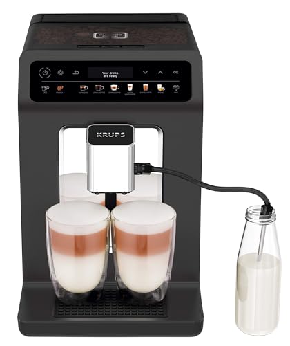 Krups EA895N Evidence One Kaffeevollautomat (1450 Watt, Doppel-Tassen-Funktion, One-Touch-Cappuccino, Bohnenbehälter: 260 g, Wassertank: 2,3 Liter) meteor graphit