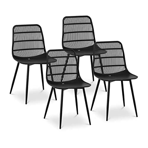 Fromm & Starck Star_SEAT_09 Stuhl 4er Set bis 150 kg Sitzfläche 46,5 x 45,5 cm schwarz Kunststoffstuhl Stuhlbeine Metall