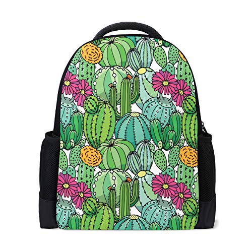 Green Kactus Reise Laptop Rucksack Schule Buch Tasche Sukkulent Tropical Flower Causal Daypack Outdoor Business Wanderrucksäcke Camping Schultertaschen für Damen Herren