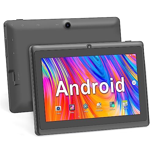 Haehne 7 Zoll Tablet PC, Google Android 4.4, A33 Quad Core, 512MB RAM 8GB ROM, Dual Kameras, WiFi, Bluetooth, für Erwachsener Kinder, Schwarz