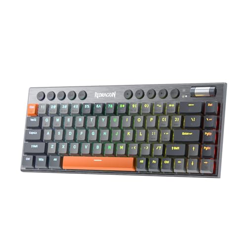Redragon K609 Mechanische Tastatur, RGB, 2,4 GHz/BT/verkabelt, rote Schalter, Grau, gemischte Farben
