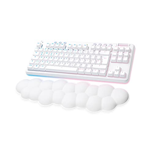 Logitech G G715 kabellose Tastatur mit LIGHTSYNC-RGB-Beleuchtung, LIGHTSPEED, Taktile Switches (GX Brown) und Handballenauflage, PC/Mac - Weiß