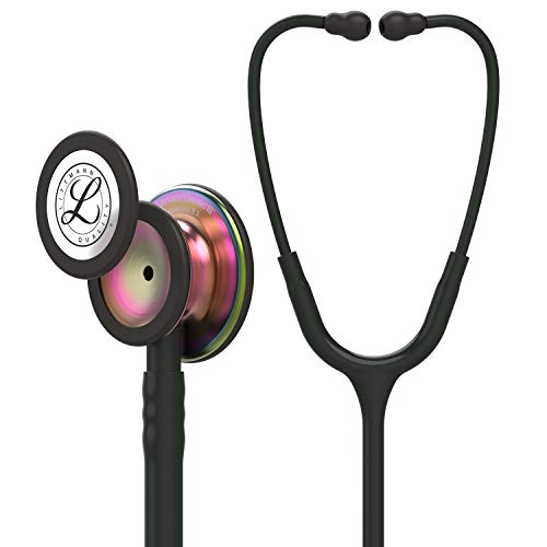 3M Littmann Classic III Stethoskop zur Überwachung, regenbogenfarbenes Bruststück, Schlauchanschluss und Ohrbügel in Schwarz, schwarzer Schlauch, 69 cm, 5870