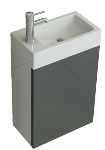 Premium Badset Waschtischunterschrank + Waschbecken aus SMC Badmöbel grau inkl. Spedition