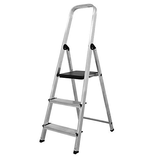 Amig - Klappbare Leiter mit Griff, Modell 485, aus Aluminium, mit 3 Stufen mit Einer Breite von 8 cm, leicht, stabil und widerstandsfähig für den professionellen Gebrauch.