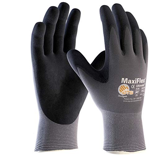 ATG Maxiflex Ultimate Handschuhe, handbeschichtet, AdApt S-XL, 6 Paar, 42874 atmungsaktiv, Medium, Schwarz, 6