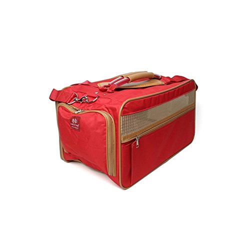 Bark n Bag Nylon Classic Carrier Collection Transportbox, Medium, Rot/Hellbraun