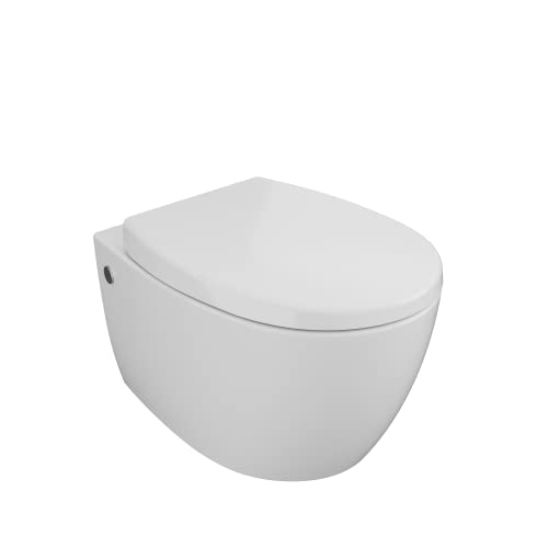 Aqua Bagno Spülrandloses Design Hänge-WC Set aus hochwertiger Keramik inkl. Softclose WC-Sitz aus Duroplast Toilette Tiefspül-WC